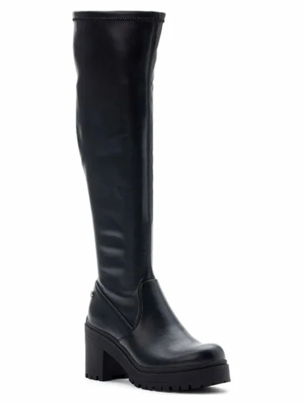 Steven New York Hylda Over-The-Knee Boots Black Size 7 Chunky Heel Stretch Shaft